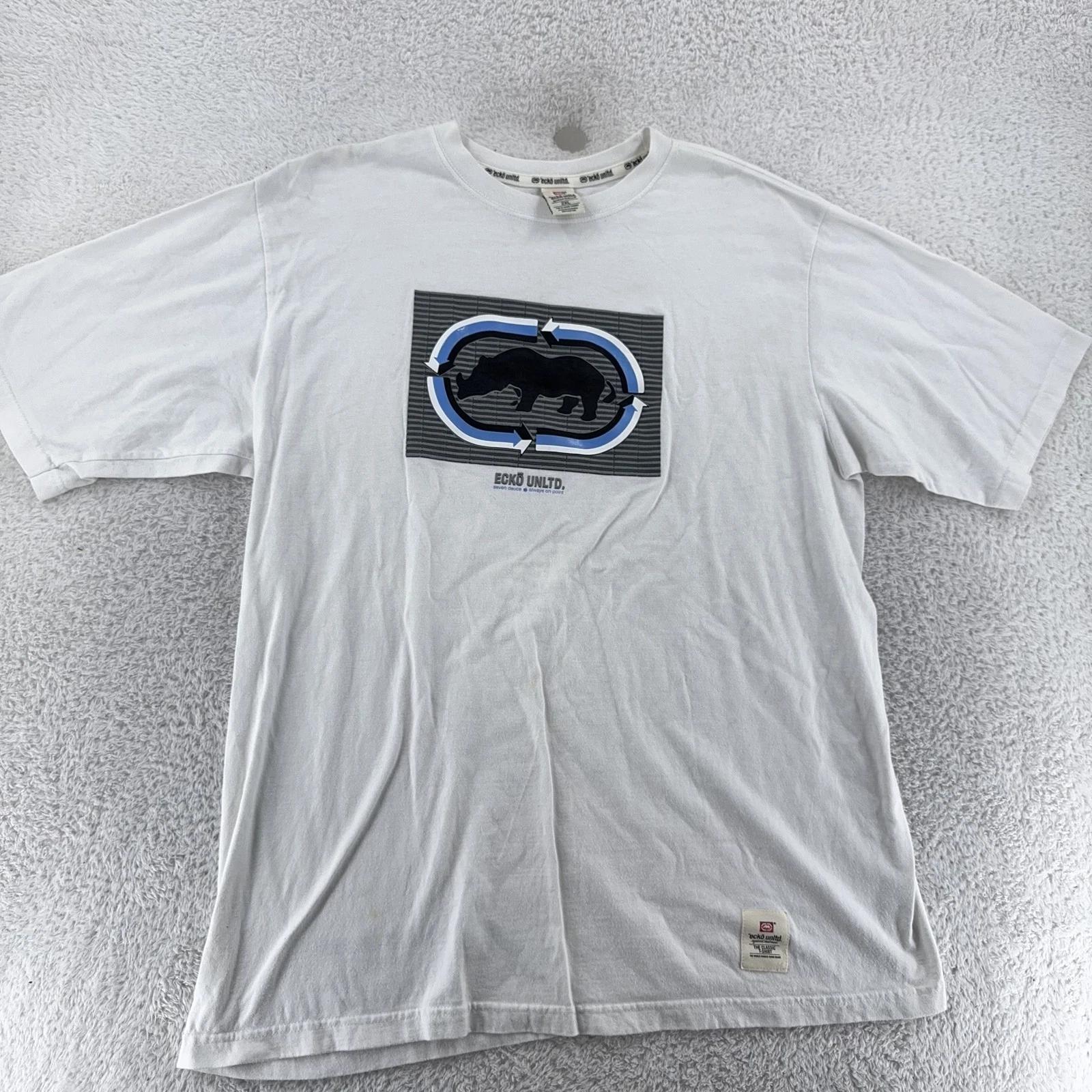 Ecko Unltd Shirt Mens 2XL White Rhino Graphic Hip Hop Streetwear Classic Tee S