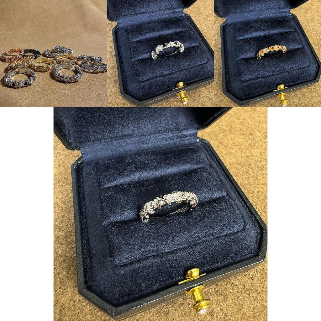 Stunning Colorful Zirconia Cross-style Copper Ring For Women With Elegant Design