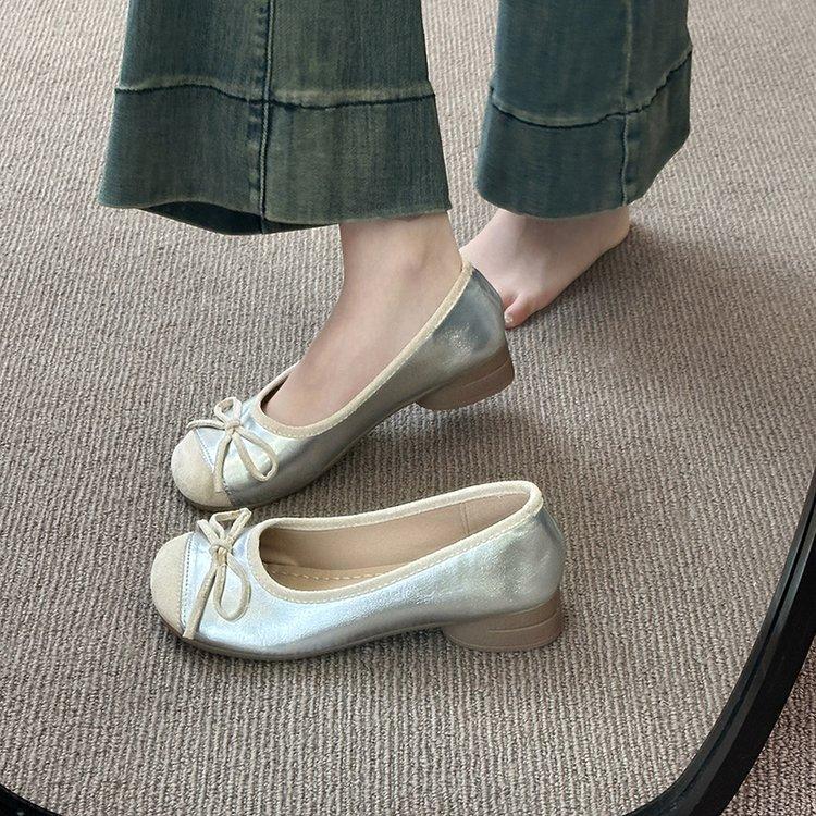 French thick heel gentle fairy single shoes women's shoes 2025 new summer evening wind ladyshoes temperament Doudou shoes