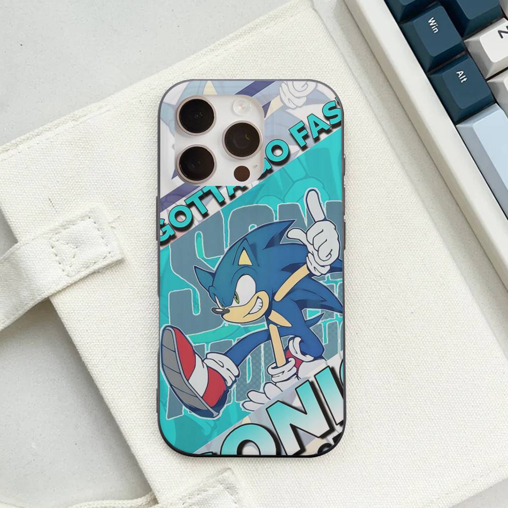 Anime S-Sonic H-HedgehogES For IPhone 16 15 14 13 12 11 17 Pro Max Plus Wave Corrugated Phone Case Anti Drop Cover