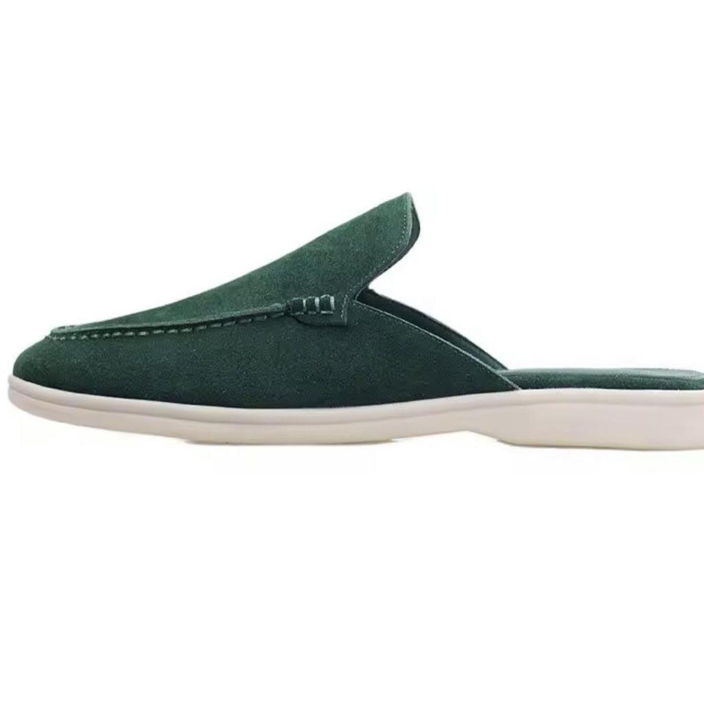 Pánské letní nazouvací pantofle s plochým podpatkem a uzavřenou špičkou v černé, šedé a kávové barvě