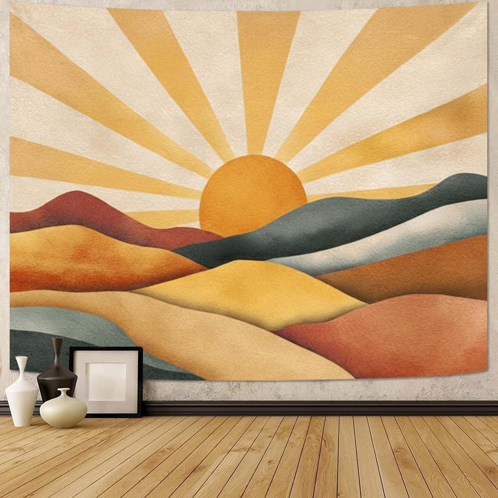 Tapestry Vintage Celestial Sun Moon Tapestries Starry Sky Wall Hanging Mystical Astrology Line Art Decor Bedroom Dormitory