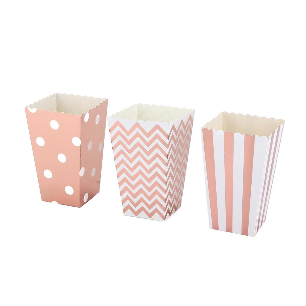36PCS Popcorn Boxes Paper Large Capacity Top Opening Lightweight Portable Popcorn CupsRose Gold