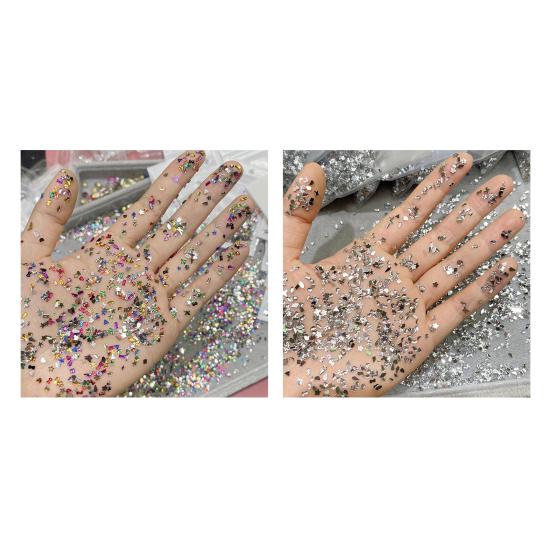 1000Pcs/Set Nail Art Rhinestone Acrylic Assorted Mini Star Love Heart Waterdrop Flower Geometric Shape Charm DIY Nail Decoration Accessories
