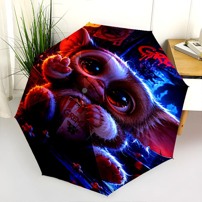 Fierce Gentle Gremlins Folding Umbrella Suitable For All Seasons Travel Sun Umbrella Three Folds Umbrella