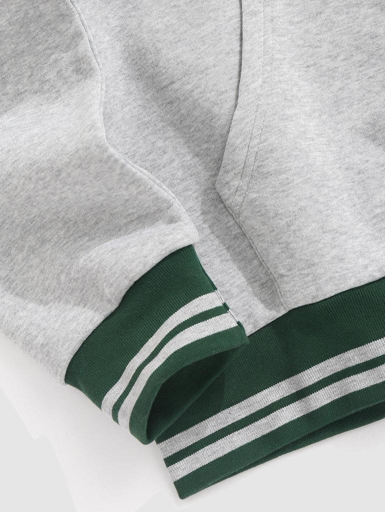 ZAFUL Kapuzenpullover mit Kängurutasche, gefüttert mit Thermofleece und Buchstabenstickerei