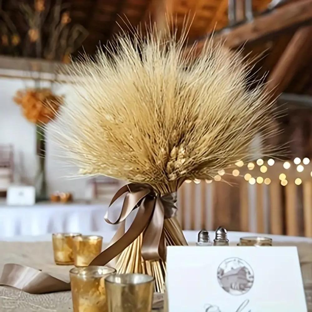 50pcs Natural Dry Wheat Spikes DIY Craft Dried Flowers Dried Wheat Stalks  Home Kitchen Decoration