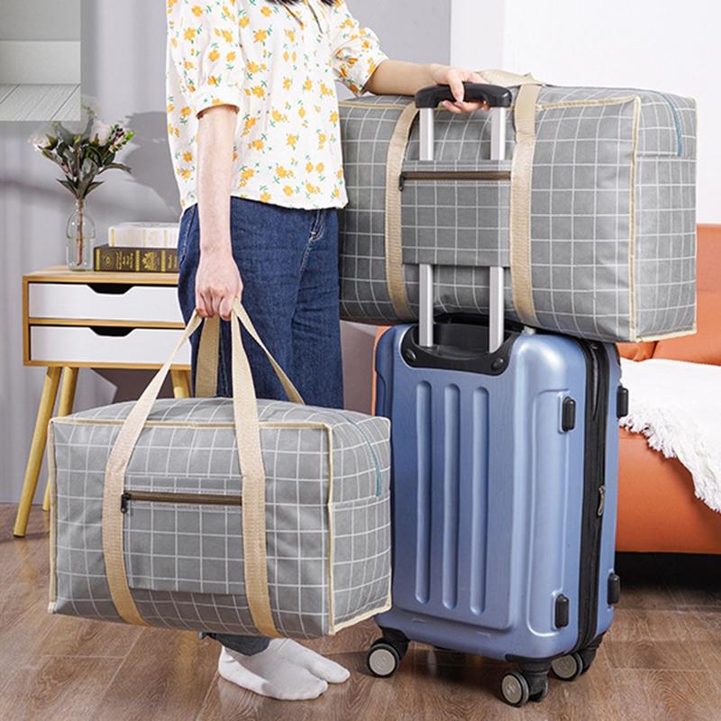 Large Luggage Bag Large Capacity Woven Bag Multifunctional Luggage Packing Bag Clothing Organizer Zipper Portable Moving Bags