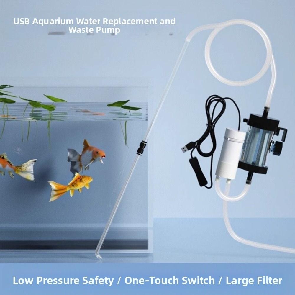 USB Powered Vacuum Gravel Cleaner Low Noise Fish Tank Cleaning Dirt Waste Remover For Aquarium