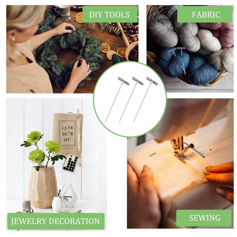 100Pcs 32/38mm T Shape Pins Needle Sewing Pins Quilting Pins Blocking Knitting Pin for Knitting Crocheting Needlework