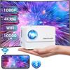 DBPOWER Projector 10000LM Ultra Compact WiFi 4K Compatible Bluetooth Function 1080P Home Projector High Brightness Home Projector Speaker Zoom