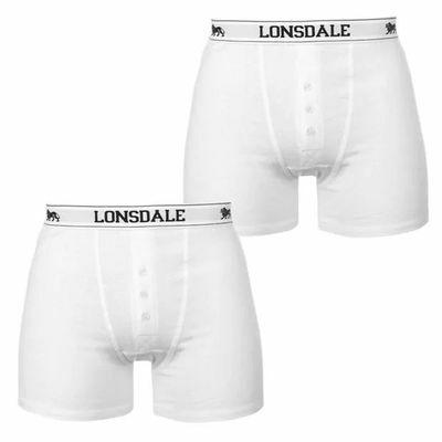 Lonsdale Men's Boxer Shorts, 2 Pack, White, Size 4XL
