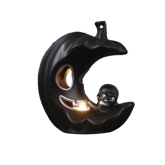 

Фонарь в виде тыквенного черепа, подвесной светильник, украшение, светодиодный реквизит для фестиваля, ночник в виде тыквы на Хэллоуин Moon чёрный