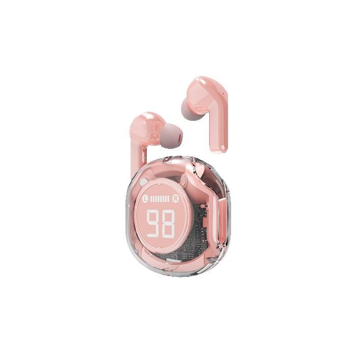 Écouteurs TWS - GMB Audio - Transparent Rose - Autonomie 30h - Bluetooth 5.4 - Intra-auriculaire