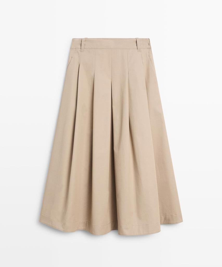 Masimodutti Box Pleated Midi Skirt