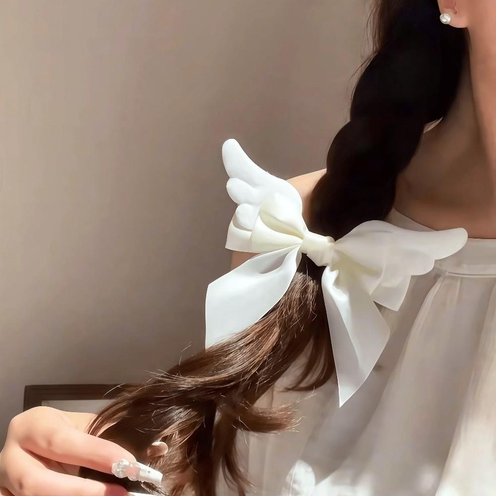 Satin Ribbon Bow Hair Clip Alligator Clip Ribbon Hair Clip Gifts Angel Wing Hair Clip
