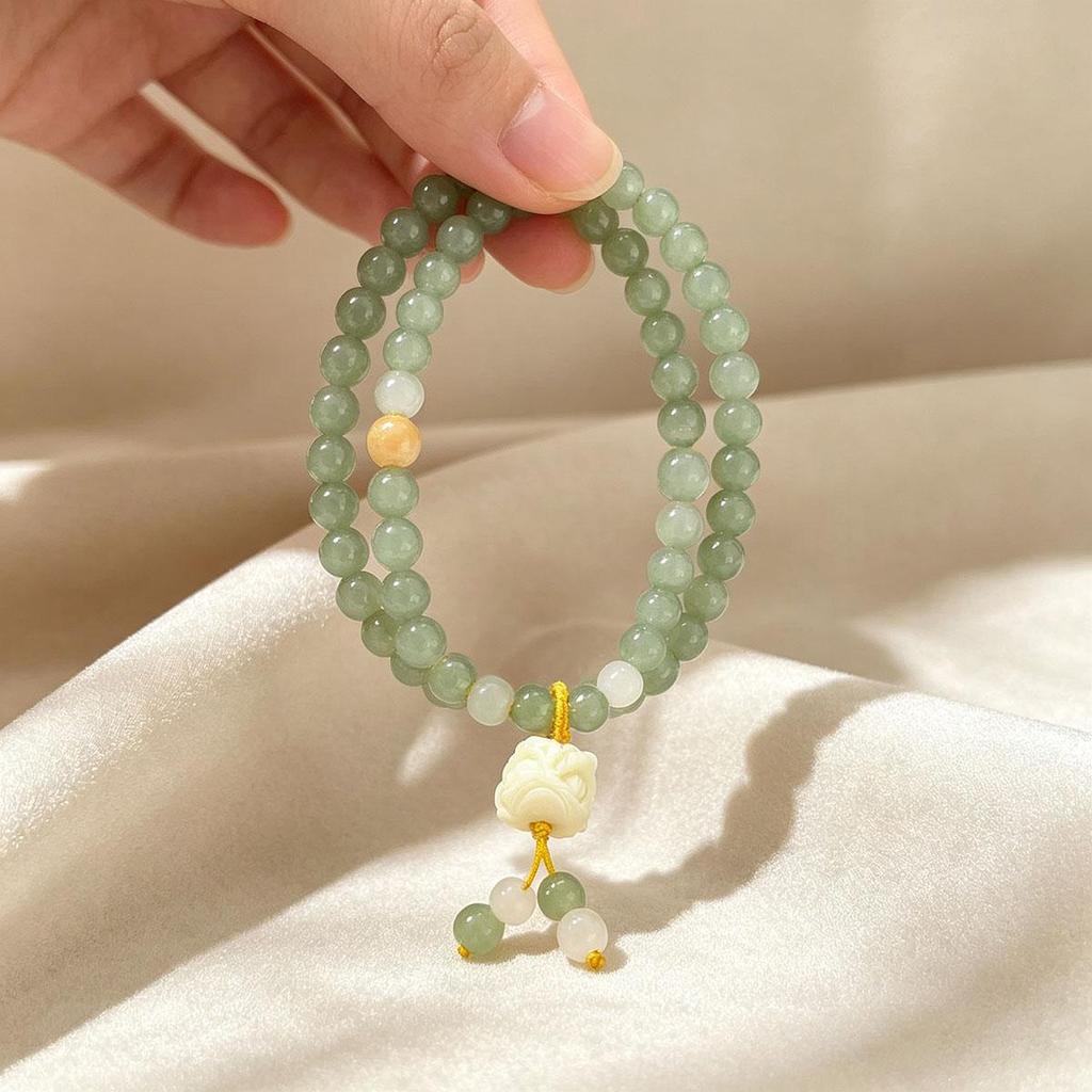 New Chinese Style Lion Dance Double Layer Stacked Beaded Bracelet Women Simple Cool Clear Sense Bracelet High Appearance Ancient Style Hand Jewelry