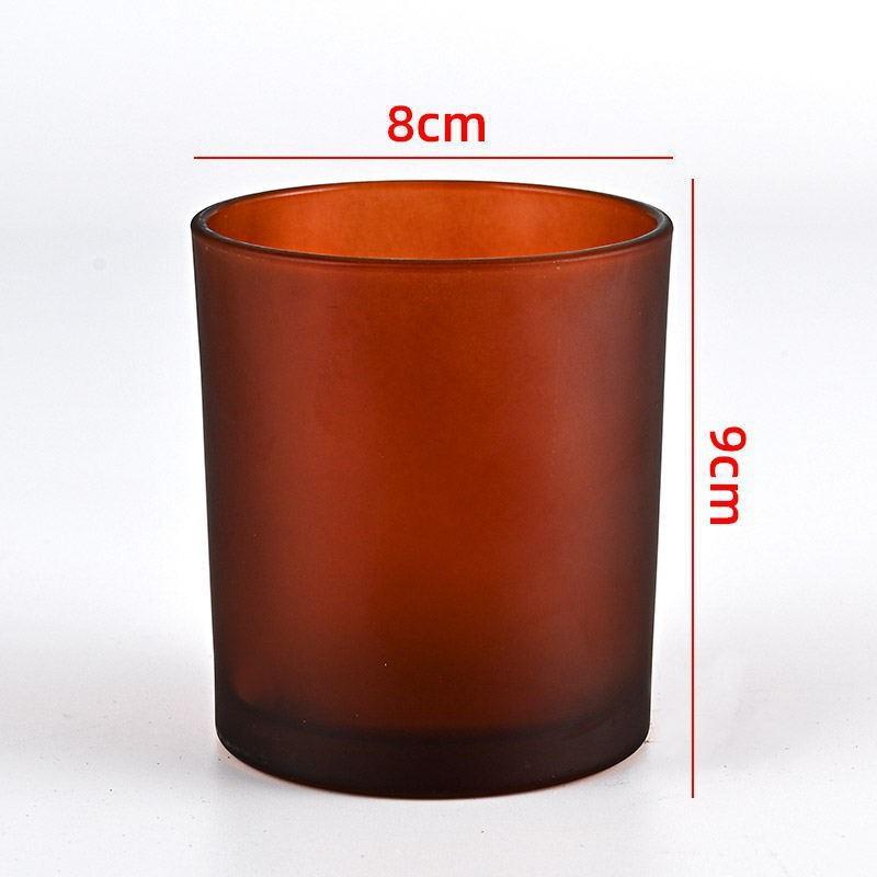 Colored Frosted Glass Candle Jar with Optional Lid - Creative Wide Mouth Design