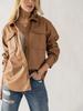 Casual Stylish Biker Tan Women's Shirt Genuine Lambskin Leather Handmade Warm Soft
