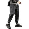 Mid-Rise Elastic Waistband Drawstring Shrinkable Cuffs Casual Jeans Men Multi Pockets Hip Hop Denim Jogging Pants Streetwear