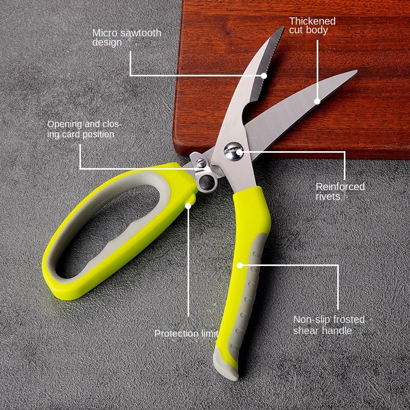 8-in-1-Multifunktionsschere für Hühnerknochen, Klinge aus rostfreiem Stahl, Griff aus PP und TPR, Küchenscherenwerkzeug für zu Hause