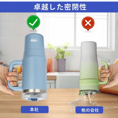 TYESO 0.9L Stainless Steel Tumbler with Straw and Handle, Vacuum Insulated, Double Walled, Wide Mouth, Large Capacity, Direct Drinking, for Girls and