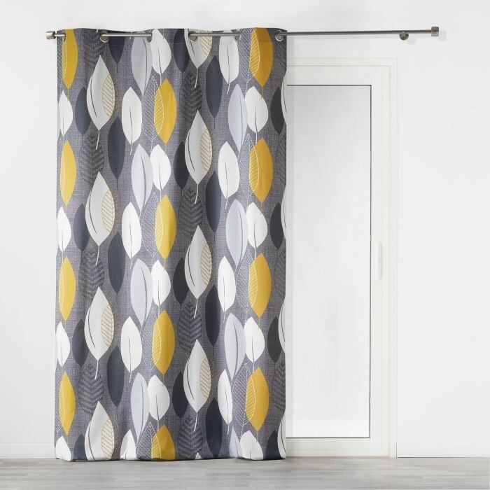 Rideau à œillets – 140 x 240 cm – Coton imprimé Leafy Jaune