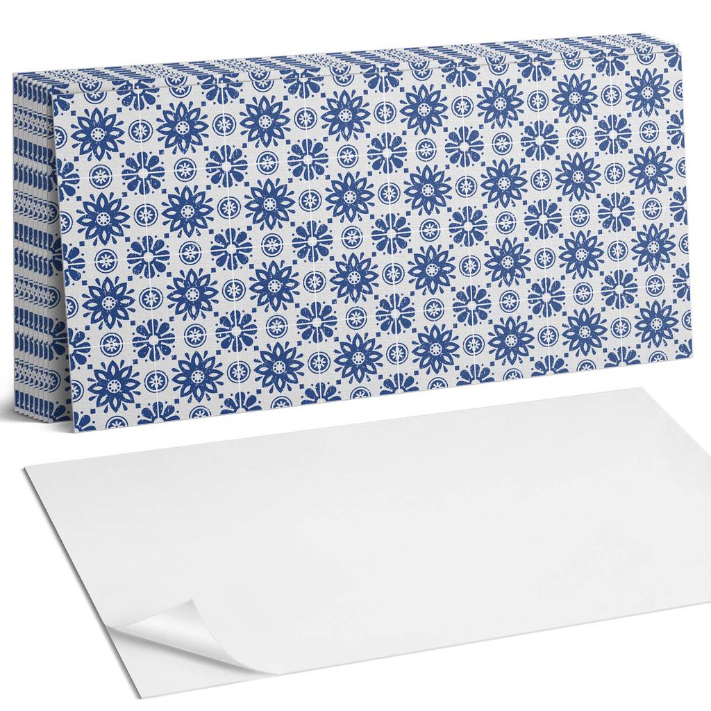 Kafelki Pcv Z Motywem Łatwa Dekoracja Do Jadalni Kwiatowy Wzór Na Tle 10X40X20 Cm