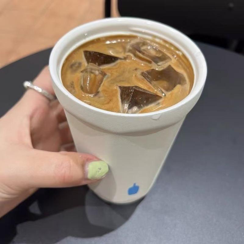 Small Blue Bottle Mug 450ml Ceramic Liner Mug Sealed Traveling With Car-Mounted Cold Coffee Cup Portable Mug