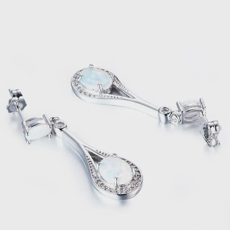 Luxury European & American Opal Double Oval Earrings for Women