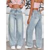 Retro High Waist Drapey Wide Leg Jeans
