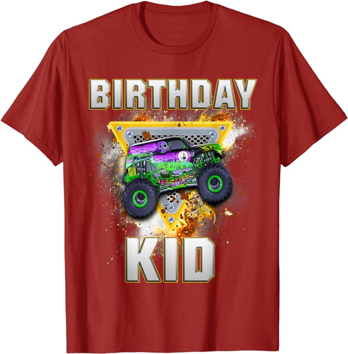 Monster Truck Birthday Boy Monster Truck Are My Jam Lovers T-Shirt Humor Funny Kids Tee Tops Sons Nephew Bithday Novelty Gifts