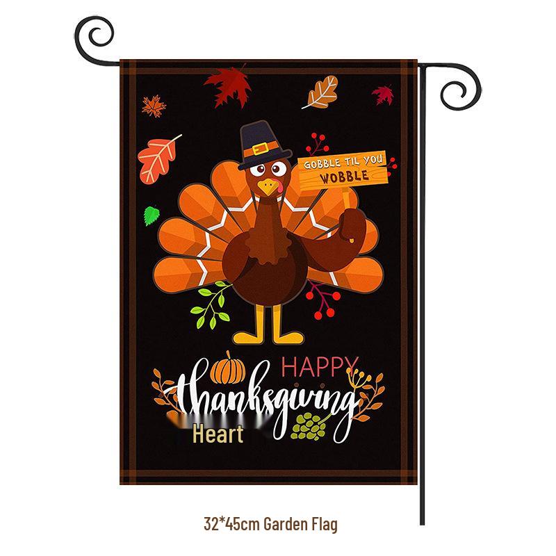 Turkey Yard Decoration Flag: Halloween Pumpkin & Thanksgiving Festival Garden Flag