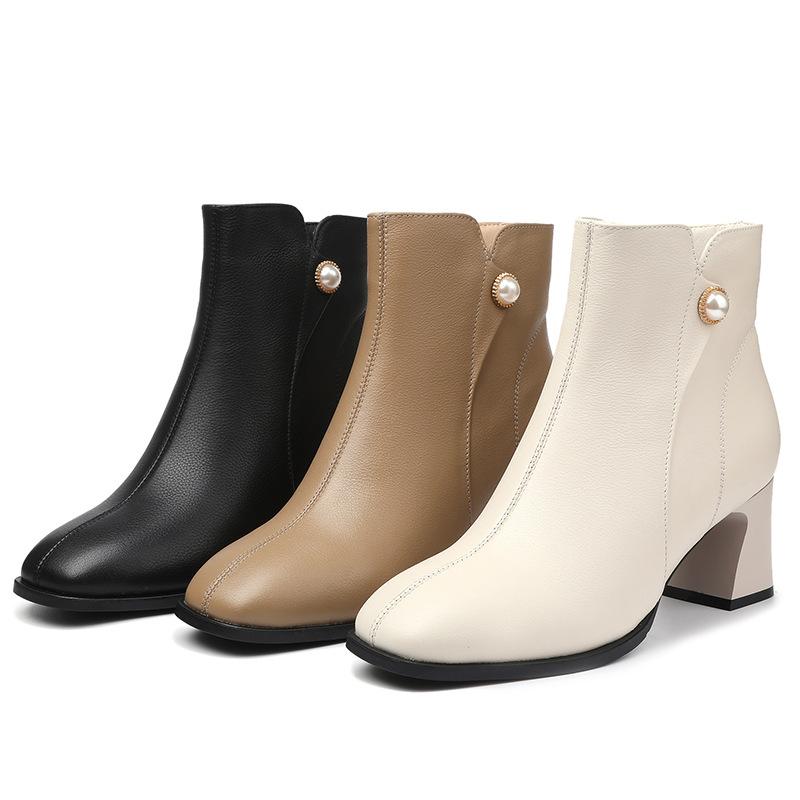 Frauen Mode Stiefel Rot Wolle Warme Winter Echtes Leder Booties Frauen Mid Heel Hochzeit Bankett Kleid Stiefel Frauen