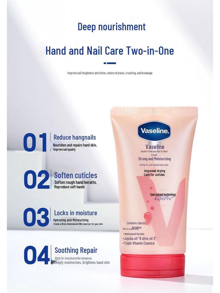 Vaseline Autumn/Winter Hand Cream with Niacinamide - Moisturizing, Nourishing, Brightening & Anti-Cracking Nail Care.