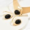 2025 New Style Women's Jewelry Geometric Inlaid Gemstone Design Exaggerated Necklace Versatile Earrings Women