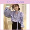 French Chic Blouse With 3d Effect And Ribbon Tie For Spring Fashion