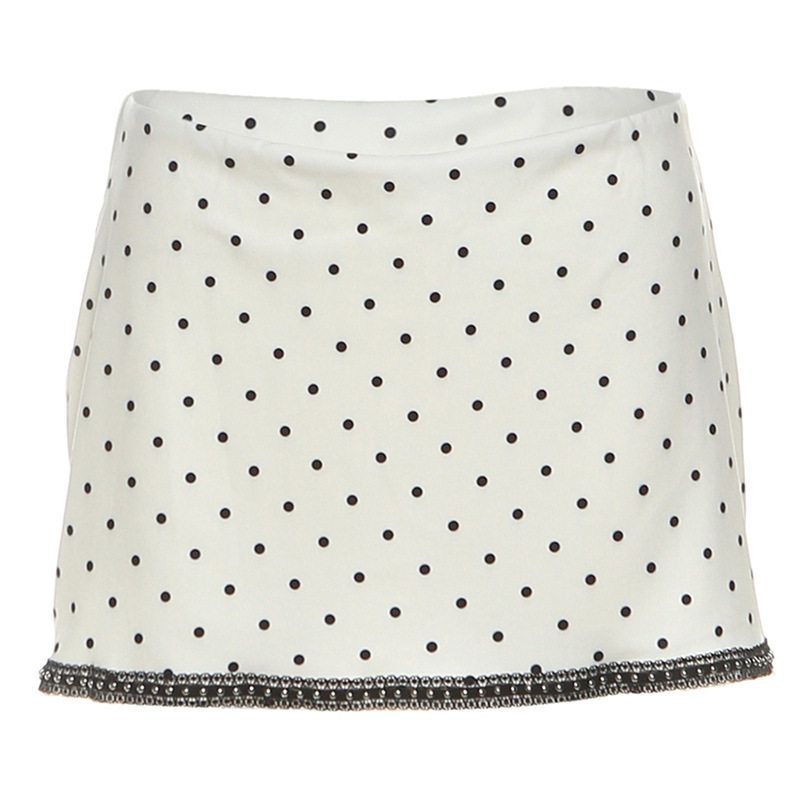 Summer Fashion Trend White Patchwork Deep V Polka Dot Top Irregular High-Waisted Skirt Hot Girl Outfit Women s Clothing White Skirt S