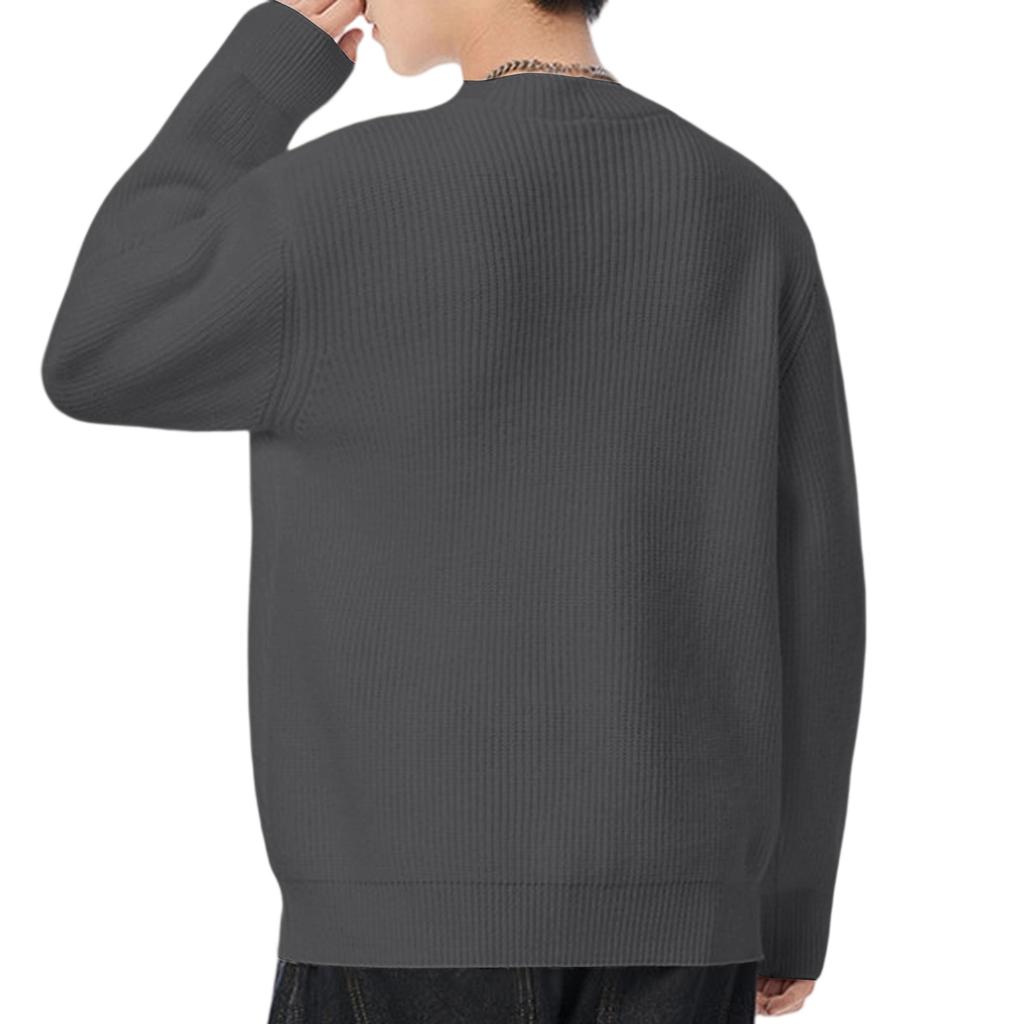 Men's Fashion Knitting Pullover Long Sleeves Loose Round Neck Sweater