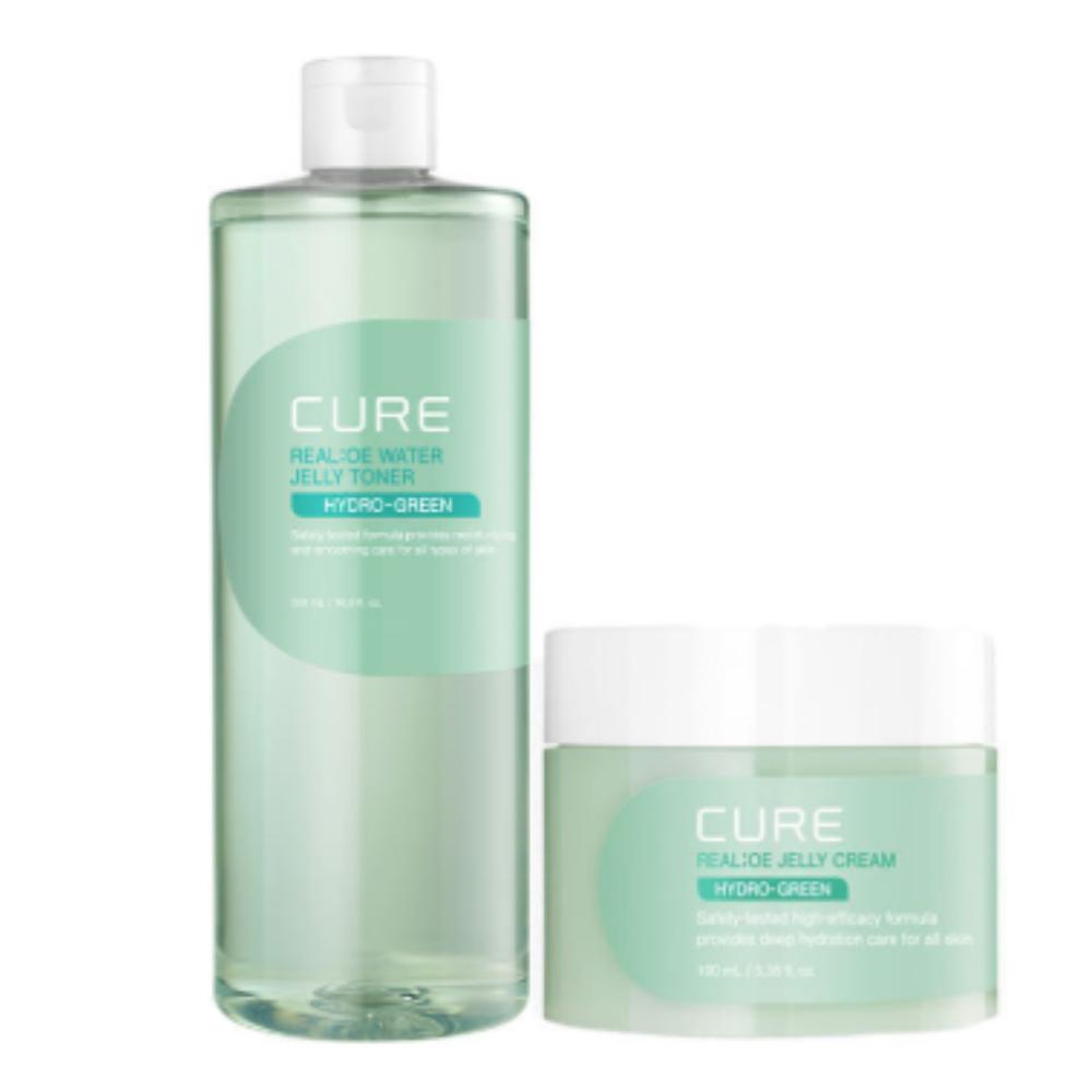 CURE Aloe Jelly Toner [500ml] + Jelly Cream [100ml] Special Hydration Duo - Jeju Aloe Moisture Deep Set