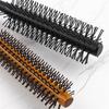 BEPAN Wood Handle Round Hair Curling Brush Hair Salon Styling Drying Tool Hairdressing Curling Massage Roller Comb with Nylon Bristles