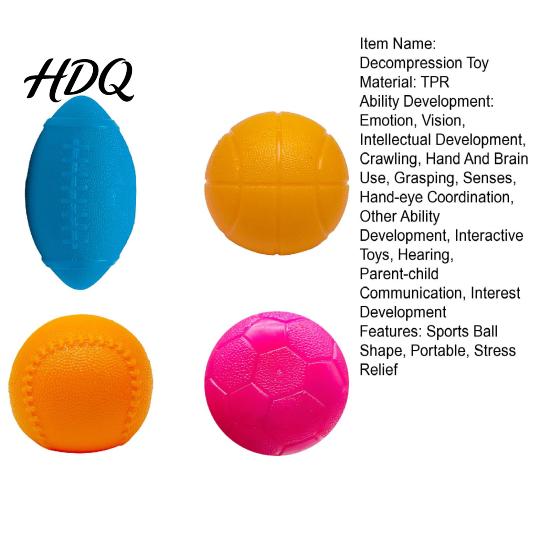 TPR Sports Ball Toy Stress Relief Mini Basketball Tennis Football Soccer Squeeze Sensory Fidget Kids Adults Decompression Lover Gift