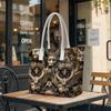 Gothic Dragon Pattern Tote Bag Aesthetic Vintage Daily Use Shoulder Bag