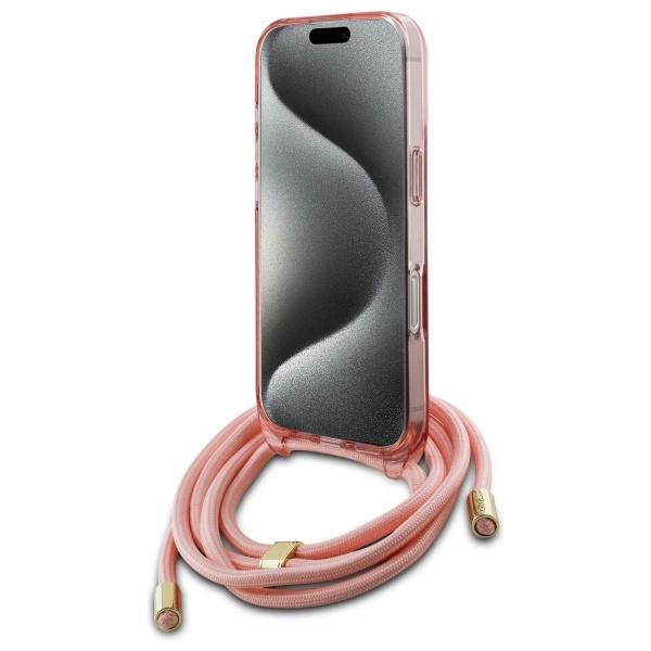 Guess Guhmp16Shctsgnsp Iphone 16 6.1    Różowy/Pink Hardcase Crossbody Cord Script Magsafe