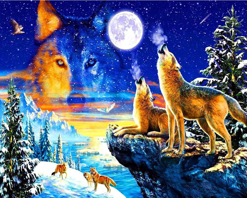5D DIY Diamond Painting Animal Wolf Full Square/Round Diamond Embroidery Cross Stitch Mosaic Handmade Gift
