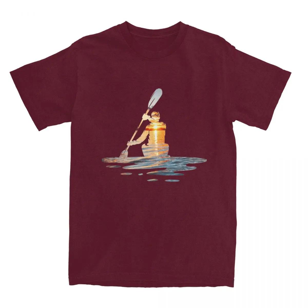 

Морской каяк Спорт Каякинг для мужчин и женщин Футболка Sunset Kayaker Merch Хипстерские футболки Футболки Хлопок Идея подарка Одежда XXXXXL бордовый