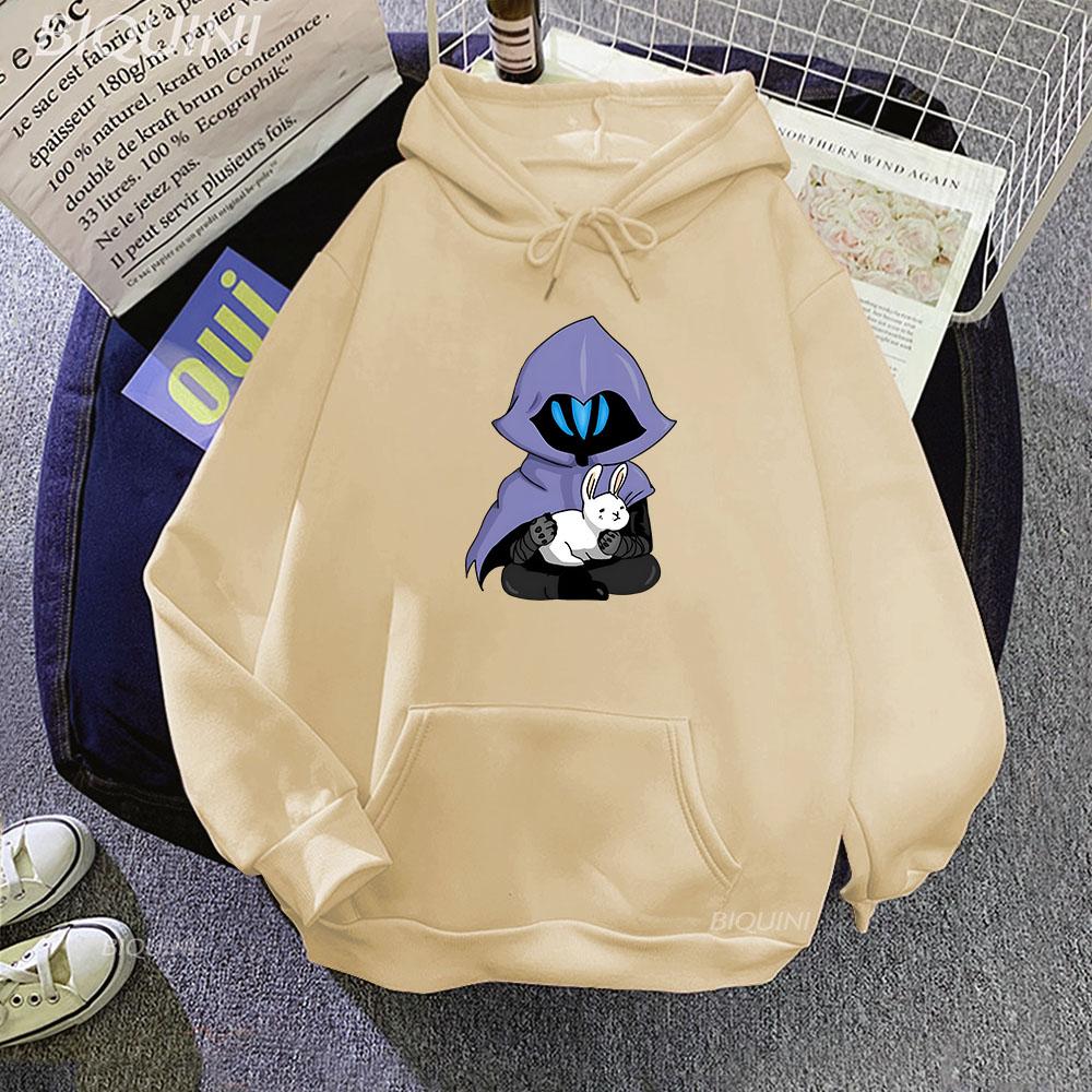 Omen VALORANT Hoodie Men Sweatshirt Vintage HIP HOP Clothes for Teens Students Harajuku Lounge Wear Cartoon Printed Velvet Anime