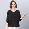 Women's Petite Loose Casual Round Neck Jacket for Middle-Aged & Elderly - Spring 2025