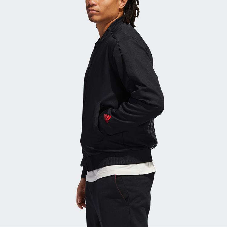 Adidas CNY Series Rose Jacket Back Print Slim Fit Basketball Sports Jacket Men Outerwear Black GH4993