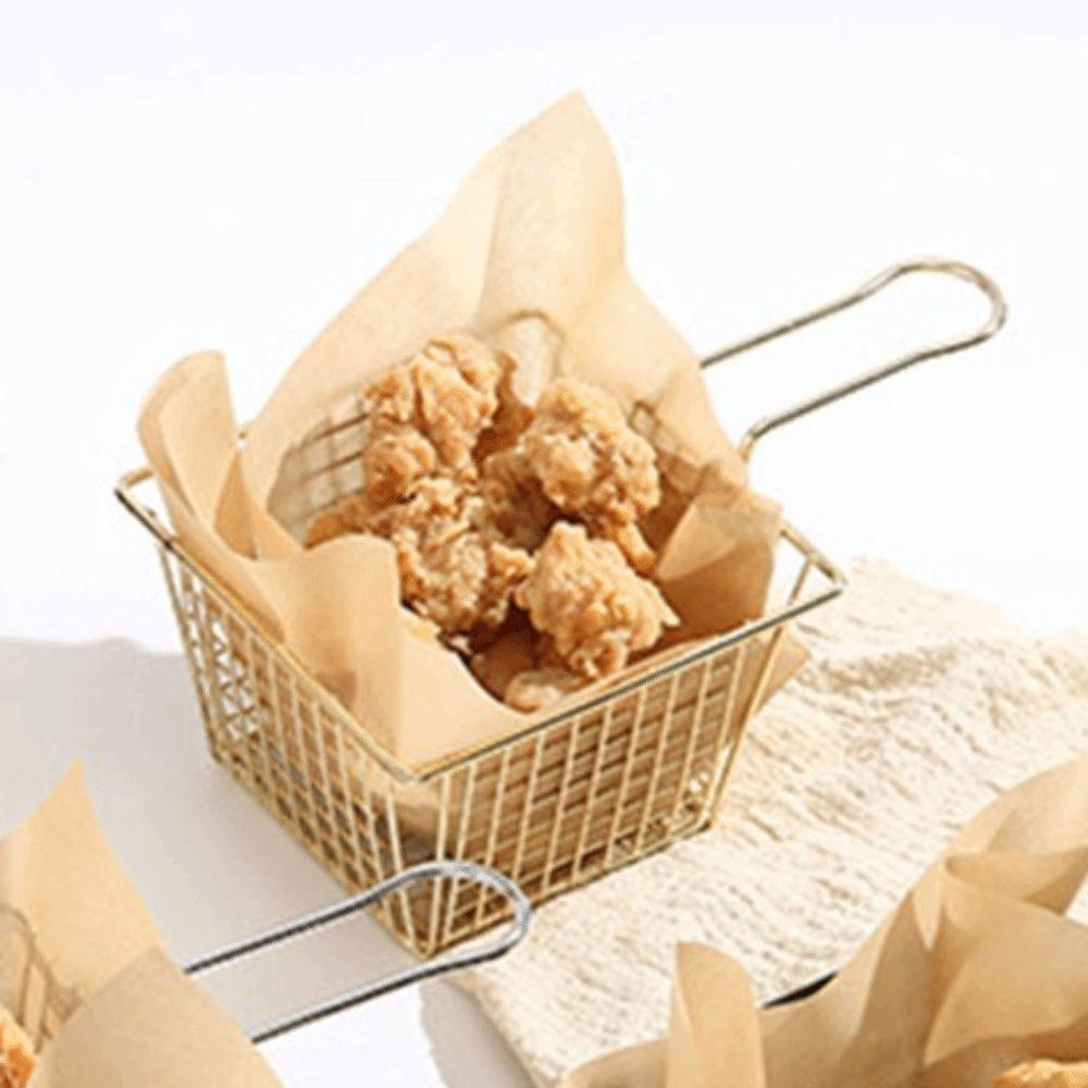 Silver Rose Gold Gold French Fry Holder Square Shape Frying Strainer Fryer Basket Cooking Frying